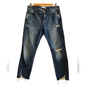 Zara 38 6 28 Distressed Jeans Sz 28 Raw Hem Super Soft Denim